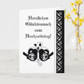 Hochzeitsgratulation Floral Hearts Birds German Karte (Gelbe Blume)