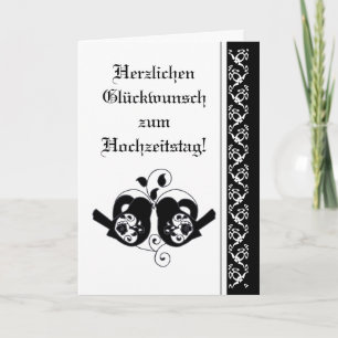 Hochzeitsgratulation Floral Hearts Birds German Karte