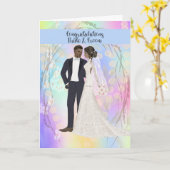 Hochzeitsgratulation für das Schwarze Paar Karte (Gelbe Blume)