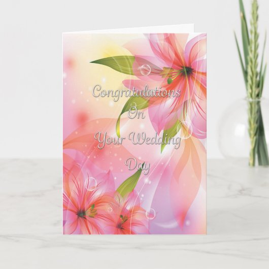 Hochzeitsgratulation Herzliche Fantasy-Blume Karte (Vorderseite)