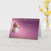 Hochzeitsgratulation Royal Lila Gold Trim Karte (Gelbe Blume)