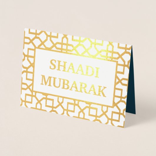 Hochzeitsgratulation Shaadi Mubarak Gold Folienkarte (Vorderseite)