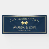 Hochzeitsgratulieren der Marine und Gold Banner (Horizontal)