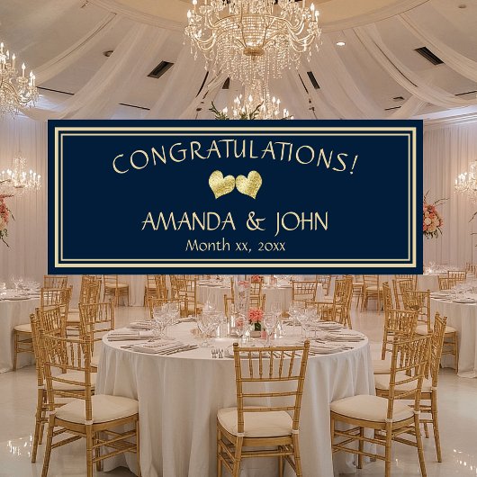 Hochzeitsgratulieren der Marine und Gold Banner