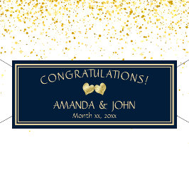 Hochzeitsgratulieren der Marine und Gold Banner