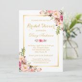 Hochzeitsgrau Brautparty Chic Blues Golden Frame Einladung (Stehend Vorderseite)