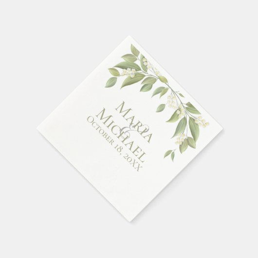 Hochzeitsgrau Elegant Foliage Einfach Serviette (Ecke)