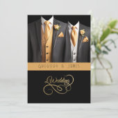 Hochzeitsgraue und orangefarbene Rose Seide Krawat Einladung (Stehend Vorderseite)