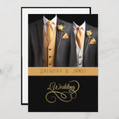 Hochzeitsgraue und orangefarbene Rose Seide Krawat Einladung (Vorne/Hinten)