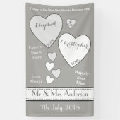 Hochzeitsgraue und weiße Kulisse mit Liebe Banner (Vertikal)