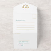 Hochzeitsgrauweißes Ziergold-Monogramm All In One Einladung (Außenbereich)