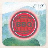 Hochzeitsgrill Rechteckiger Pappuntersetzer (Vorderseite)