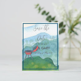 Hochzeitsgrill - Save the Date Postkarte