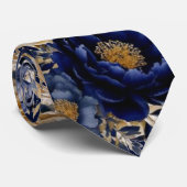 Hochzeitsgroom für Navy Blue und Gold Watercolor P Krawatte (Gerollt)