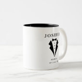 HochzeitsGROOM Personalisierter Name und Datum Tux Zweifarbige Tasse (VorderseiteRechts)