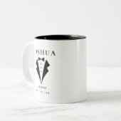 HochzeitsGROOM Personalisierter Name und Datum Tux Zweifarbige Tasse (Vorderseite Links)