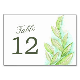 Hochzeitsgrün Blätter Aquarellfarben Tischnummern