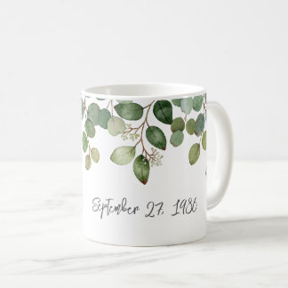 Hochzeitsgrün DATE Modern Grün Weiß Schwarz Kaffeetasse
