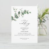 Hochzeitsgrün Eukalyptus botanischer moderner Invi Einladung (Stehend Vorderseite)