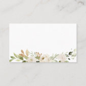 Hochzeitsgrün Foliage Weiße Aquarellblüte Platzkarte (Rückseite)
