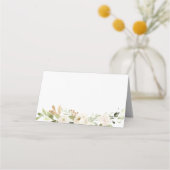 Hochzeitsgrün Foliage Weiße Aquarellfarben P Platzkarte (Rückseite)