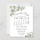Hochzeitsgrün Save the Date Kalender Weiß Magneteinladung (Vorderseite)