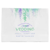 Hochzeitsgrün violette Blumen Dankeschön Geschenkt Große Geschenktüte (Rückseite)