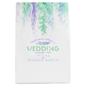 Hochzeitsgrün violette Blumen Dankeschön Geschenkt Mittlere Geschenktüte (Vorderseite)