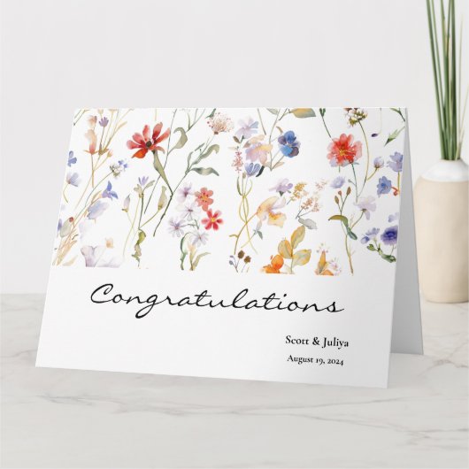 Hochzeitsgrüße der Wilden Blume Karte (Vorderseite)