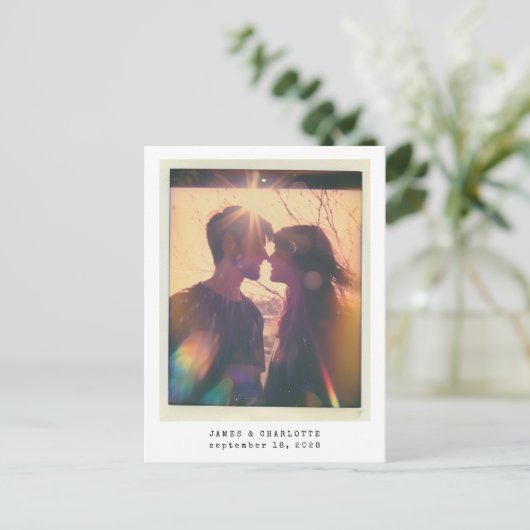 Hochzeitsguestbook Postcard Fotovorlage Postkarte (Stehend Vorderseite)