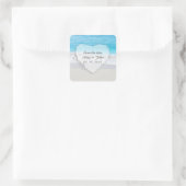 Hochzeitsgunst Save the Date Strand1 Quadratischer Aufkleber (Tasche)