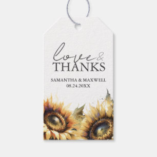 Hochzeitsgunst-Tags Aquarell-Sonnenblumen Geschenkanhänger