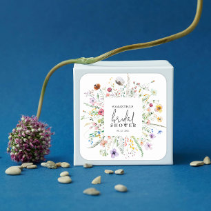Hochzeitsgunst Wildblumen Brautparty Quadratischer Aufkleber