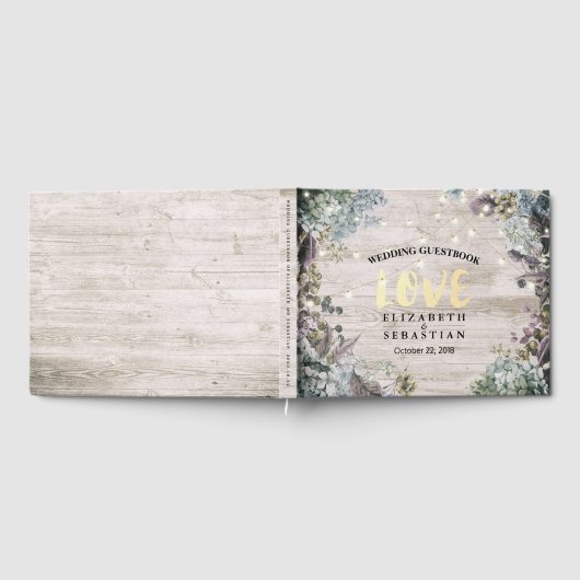 Hochzeitsgürtel florale String Lights Rustikales H Gästebuch (Voll)