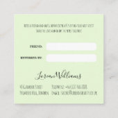 Hochzeitshaar Stylist Lime Green Wavy Haare Blume Terminkarte (Rückseite)