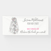 Hochzeitshaar Stylist Schwarz-weiß Wavy Hair Flora Banner (Horizontal)