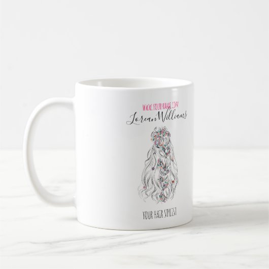 Hochzeitshaar Stylist Schwarz-weiß Wavy Hair Flora Kaffeetasse (Links)