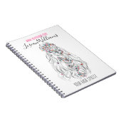 Hochzeitshaar Stylist Schwarz-weiß Wavy Hair Flora Notizblock (Rechte Seite)