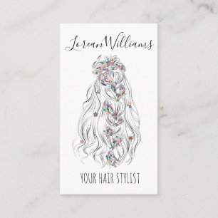 Hochzeitshaar Stylist Schwarz-weiß Wavy Hair QR Visitenkarte