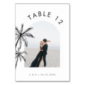 Hochzeitshandgezeichnete Palmenbaummenhandschuhe a Tischnummer (Rückseite)