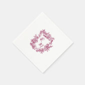 Hochzeitshandgezeichnetes Lila Wappen Serviette (Ecke)