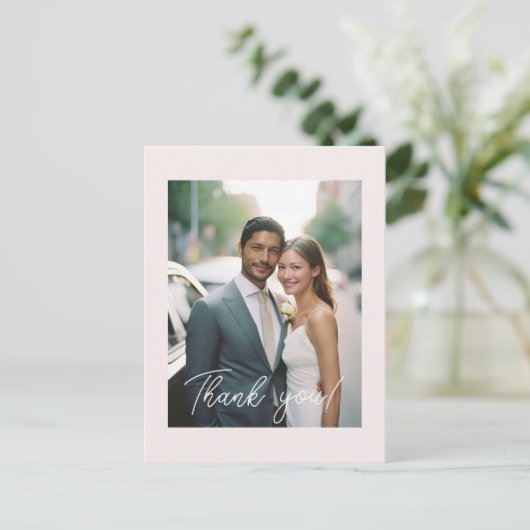 Hochzeitshandschrift Danke 1 Foto Postkarte (Stehend Vorderseite)