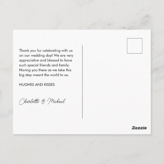 Hochzeitshandschrift Danke 1 Foto Postkarte (Rückseite)