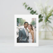 Hochzeitshandschrift Danke 1 Foto Postkarte (Stehend Vorderseite)