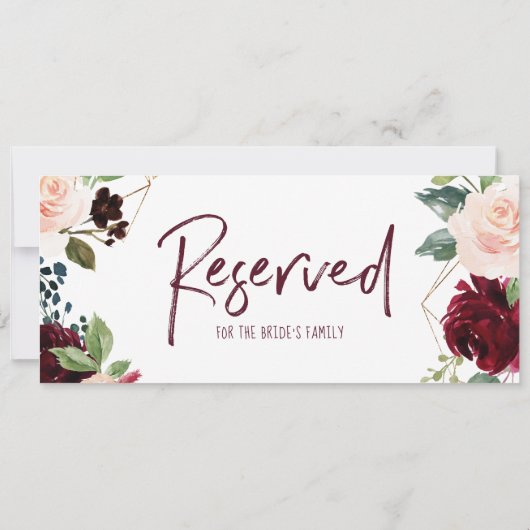 Hochzeitshanging vorbehaltenes Zeichen - Burgund & Einladung (Rückseite)