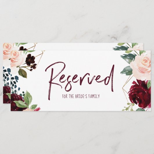 Hochzeitshanging vorbehaltenes Zeichen - Burgund & Einladung (Vorne/Hinten)