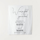 Hochzeitshangkalligrafie Schwarz-weißer Empfang Wandteppich (Vorderseite)