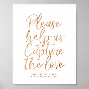 Hochzeitshashtag 8x10 Stilvolle Rose Gold Sign Poster