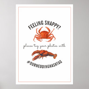 Hochzeitshashtag Gefühl Snappy Crab & Lobster Sign Poster
