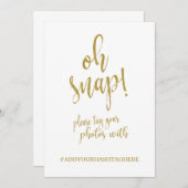 Hochzeitshashtag Glitzer Gold Adfordable Sign (Vorne/Hinten)